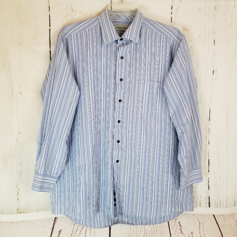David Taylor Button Up 17-17 1/2 34 35 XL Blue